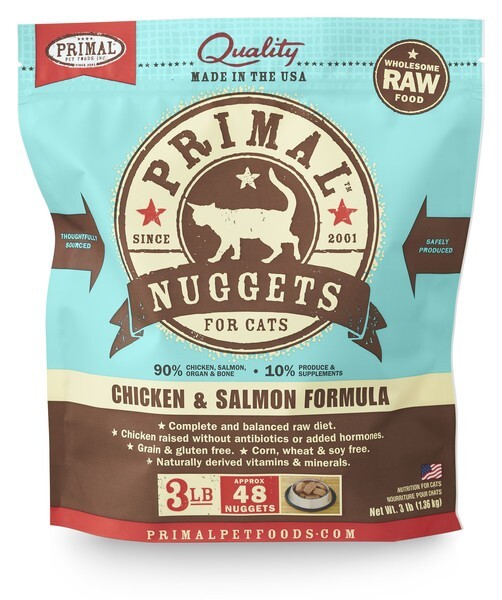 Primal Frozen Cat Food Chicken/salmon Nuggets 3lb