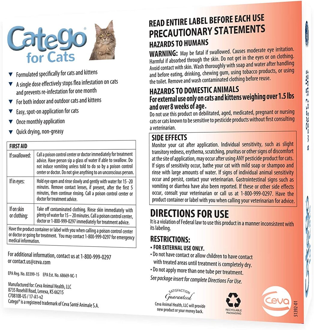 Catego Flea and Tick Medicine, 3 Pack, 1.5+ Pounds