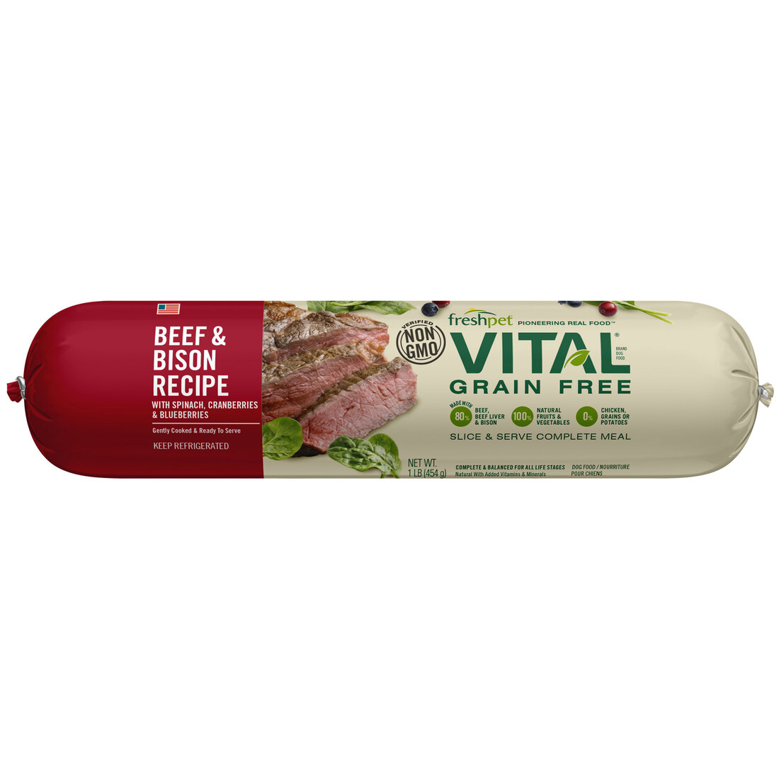 Freshpet Vital Grain-Free Beef & Bison Fresh Dog Food, 1 Pounds - Not Available for Delivery