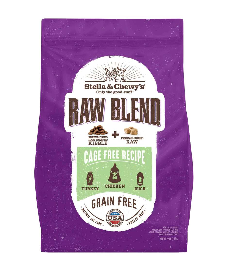 Stella & Chewy's Cat Raw Blend Kibble, Cage-Free Poultry Recipe, 5 Pounds