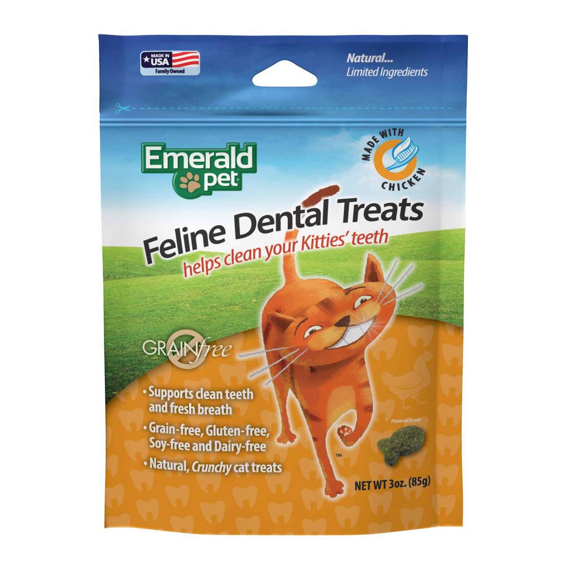 Emerald Pet Cat Dental Treat - Chicken, 3 Ounce