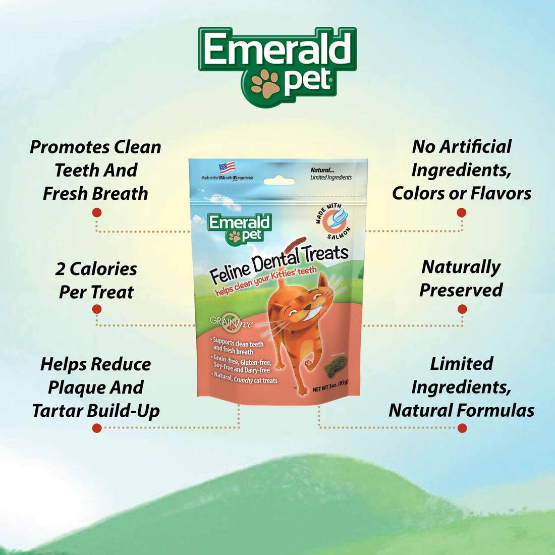 Emerald Pet Cat Dental Treat - Salmon, 3 Ounce