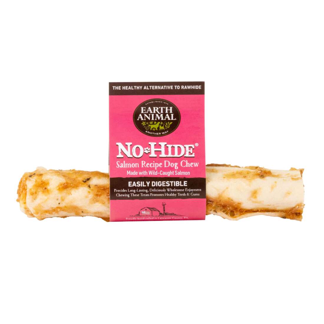 Earth Animal No-Hide Wild-Caught Salmon Medium Natural Rawhide Alternative Dog Chew, 1 Count