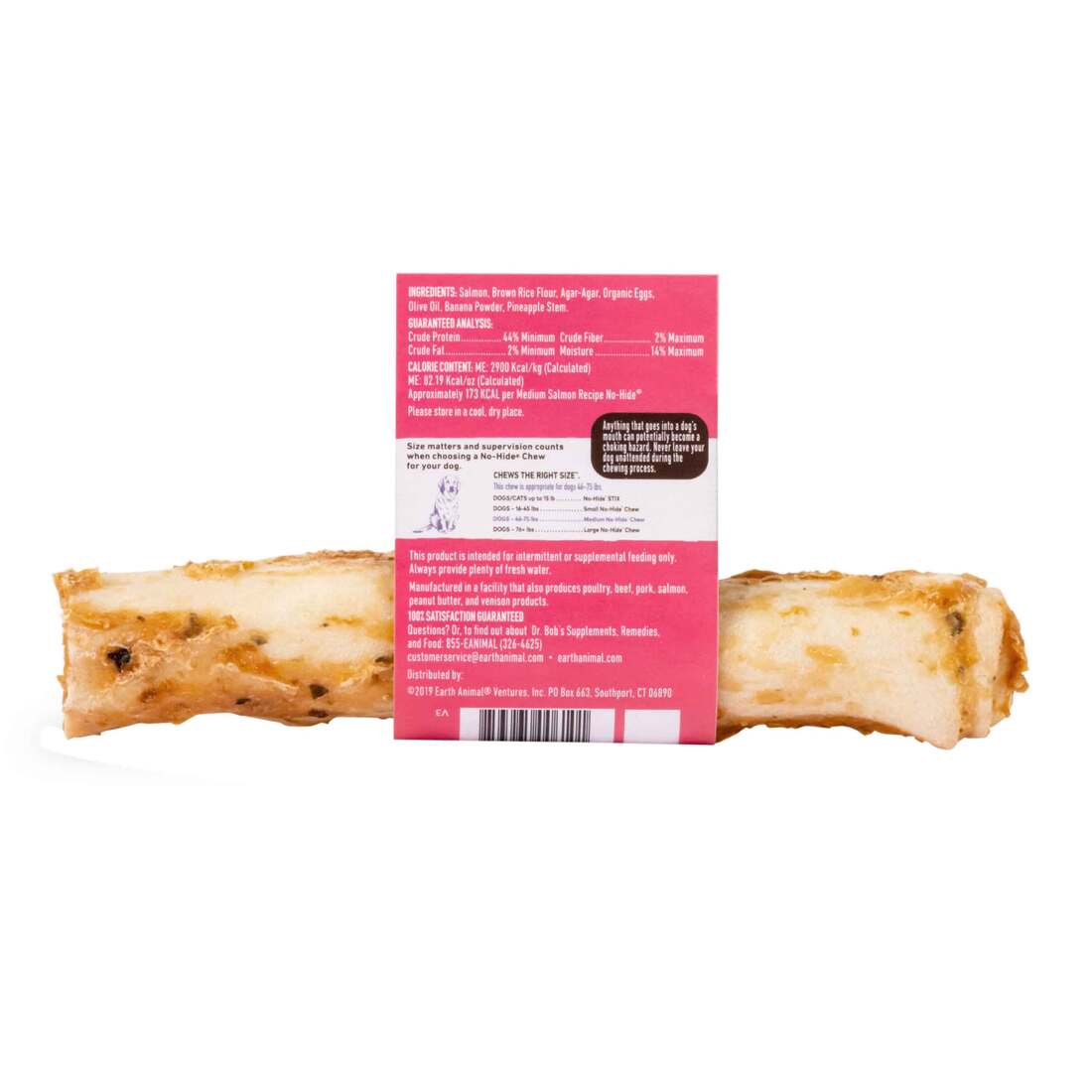 Earth Animal No-Hide Wild-Caught Salmon Medium Natural Rawhide Alternative Dog Chew, 1 Count