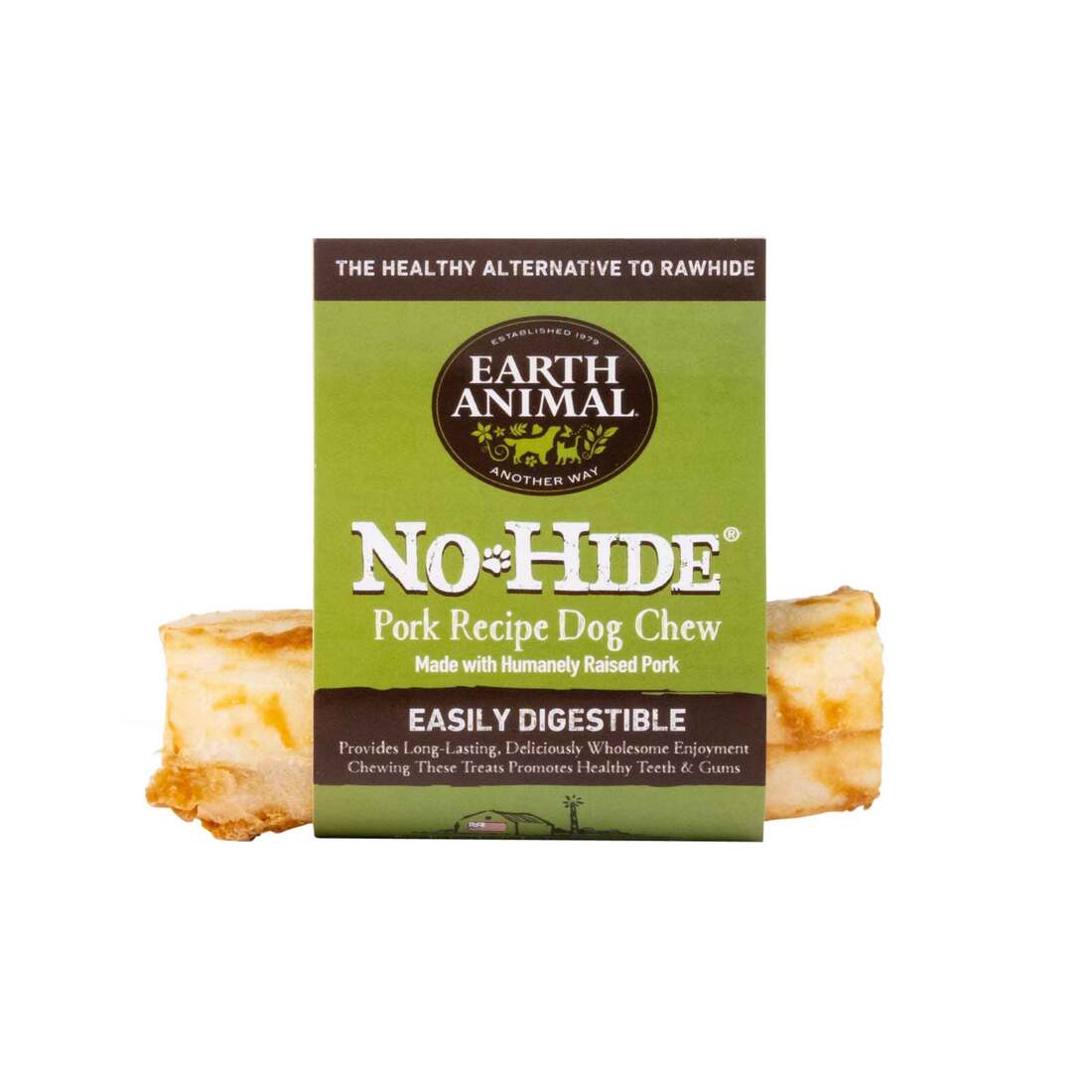 Earth Animal No-Hide Humanely-Raised Pork Small Natural Rawhide Alternative Dog Chew, 1 Count