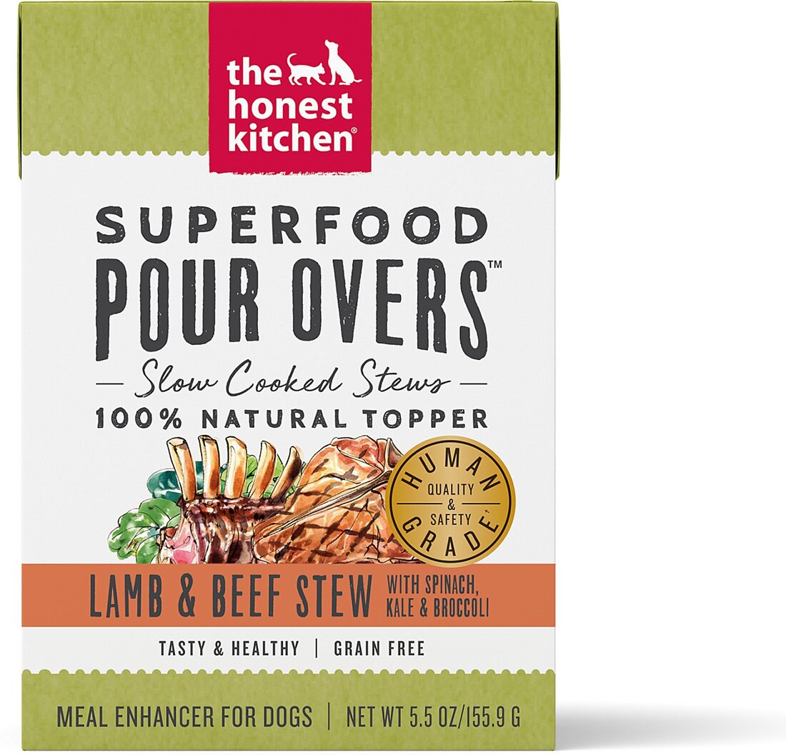 The Honest Kitchen Pour Overs Grain Free Lamb & Beef Stew with Spinach, Kale, & Broccoli Food Topper for Dogs The Honest Kitchen Pour Overs Grain Free Lamb & Beef Stew with Spinach, Kale, & Broccoli Food Topper for Dogs