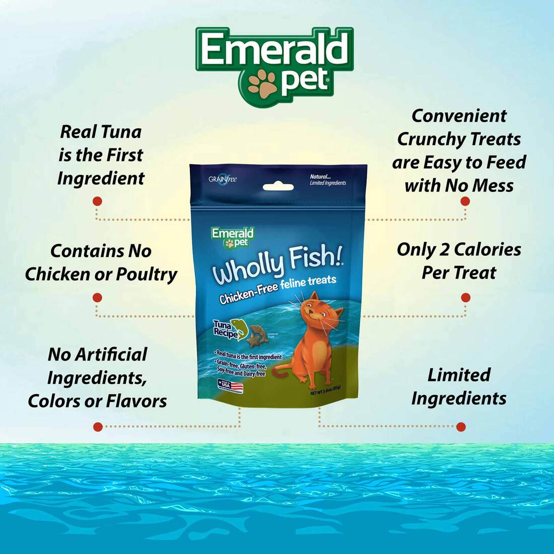 Emerald Pet Wholly Fish Tuna Cat Treats, 3 Ounces