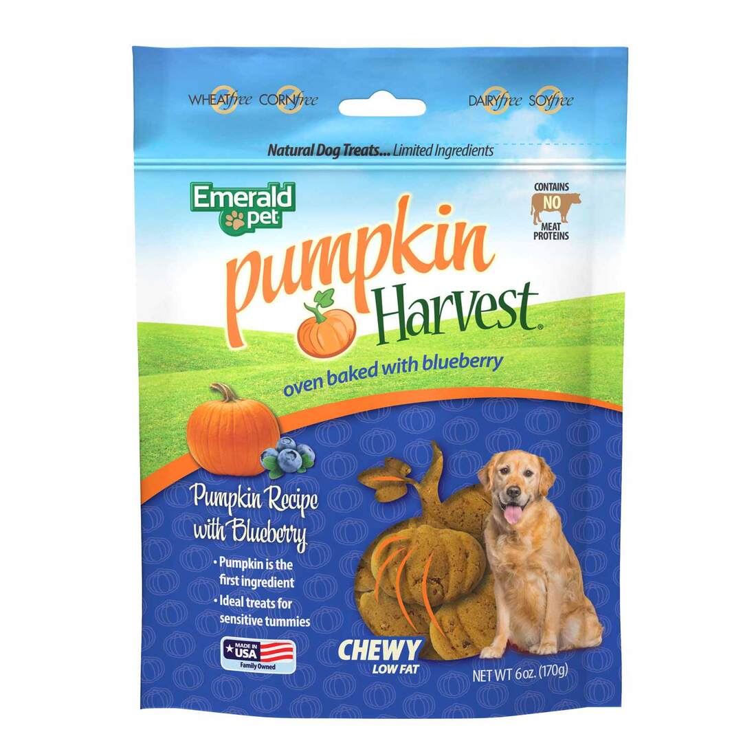 Emerald Pet Pumpkin Harvest Blueberry Chewy Dog Treats, 6 Ounces