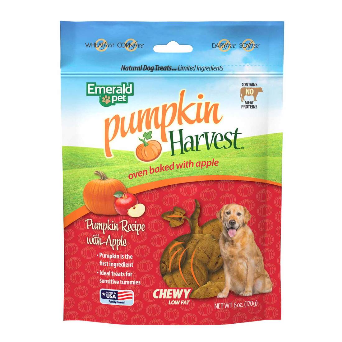 Emerald Pet Pumpkin Harvest Apple Chewy Dog Treats, 6 Ounces