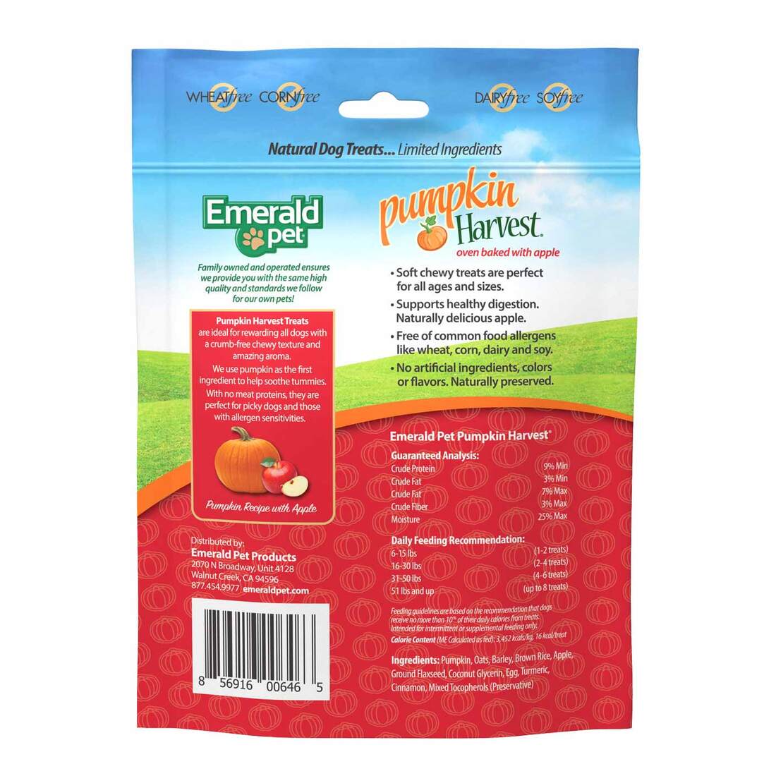 Emerald Pet Pumpkin Harvest Apple Chewy Dog Treats, 6 Ounces