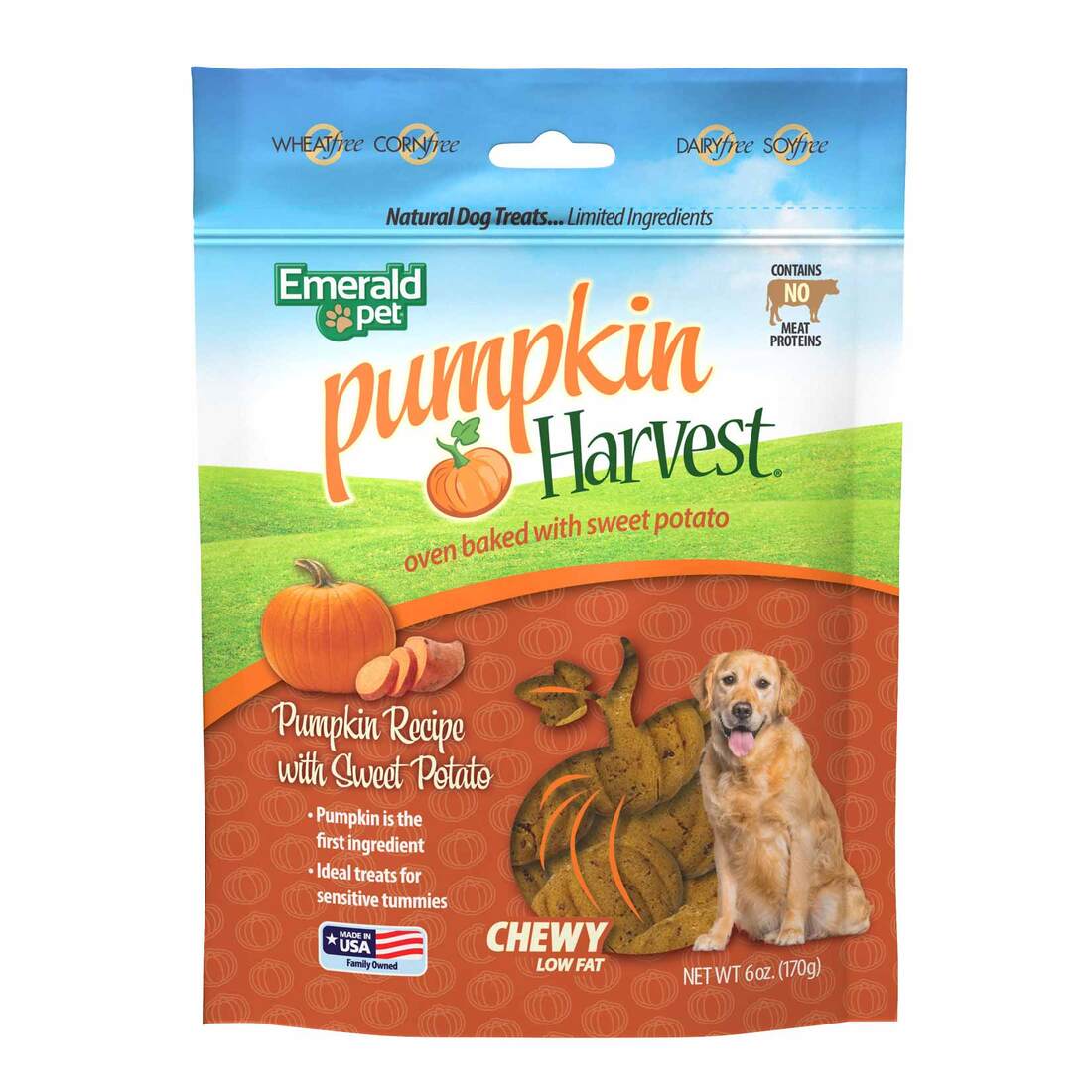 Emerald Pet Pumpkin Harvest Sweet Potato Chewy Dog Treats, 6 Ounces