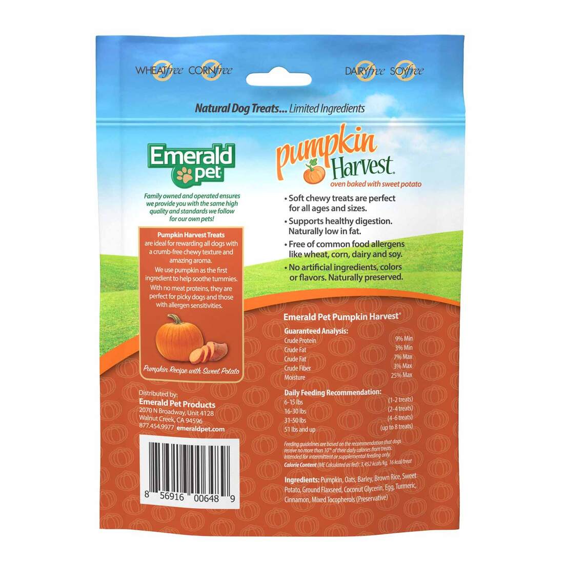 Emerald Pet Pumpkin Harvest Sweet Potato Chewy Dog Treats, 6 Ounces