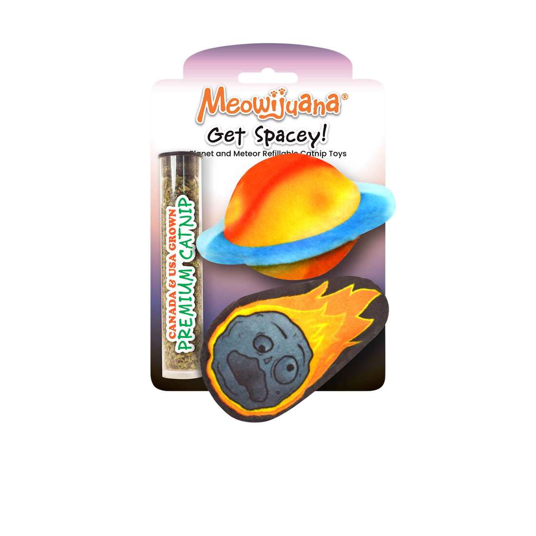Meowijuana Get Spacey Planet/Meteor Cat Toy, 2 Pack