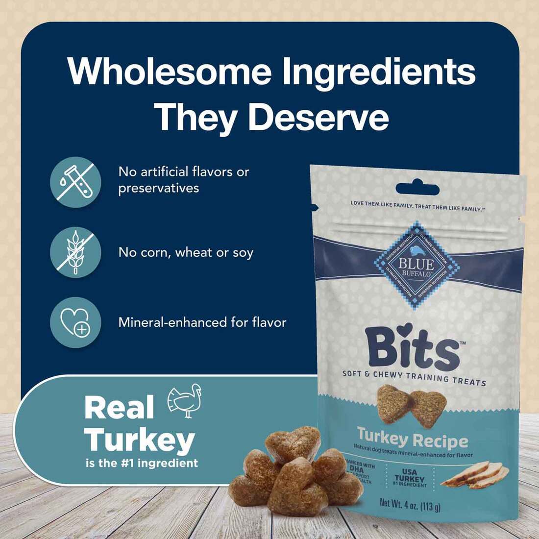 Blue Buffalo BLUE Training Bits Turkey Dog Treats, 4 Ounces