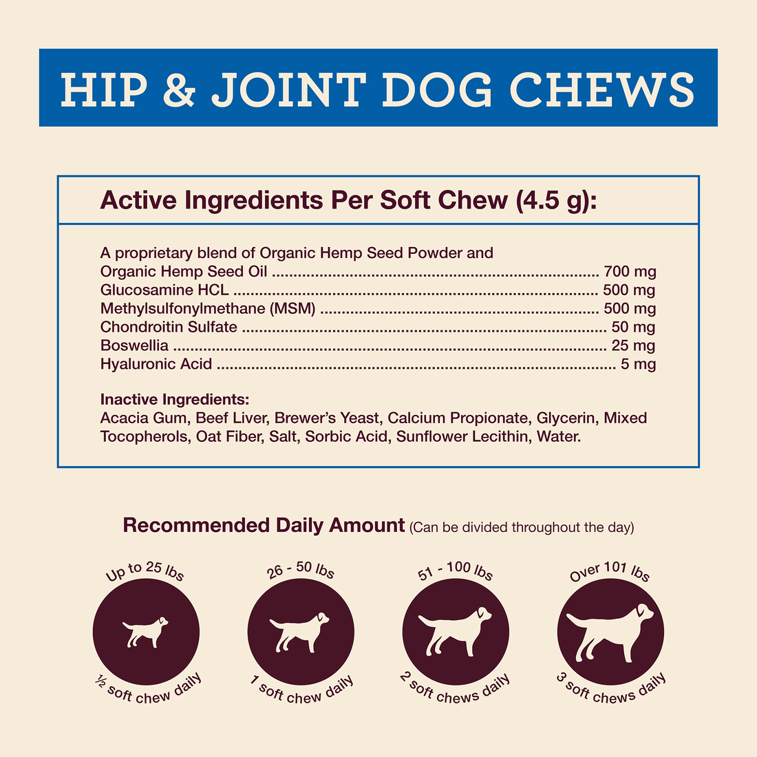 Hemp Well Hip & Joint Dog Soft Chews, 60 Count