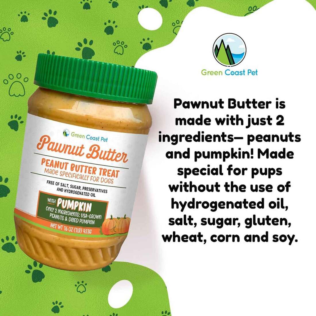 Green Coast Pawnut Butter with Pumpkin Dog Treat, 16 Ounces