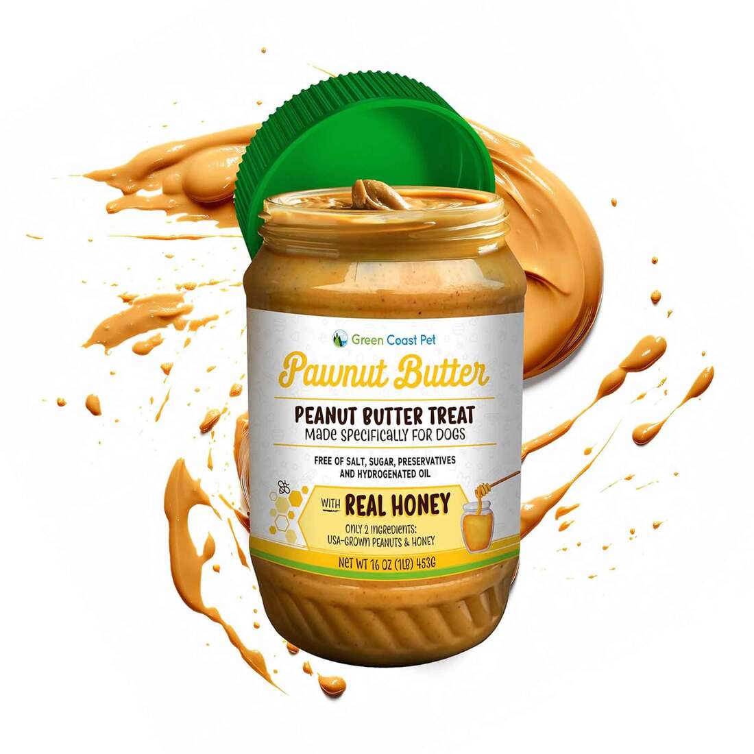 Green Coast Pawnut Butter with Real Honey Dog Treat, 16 Ounces