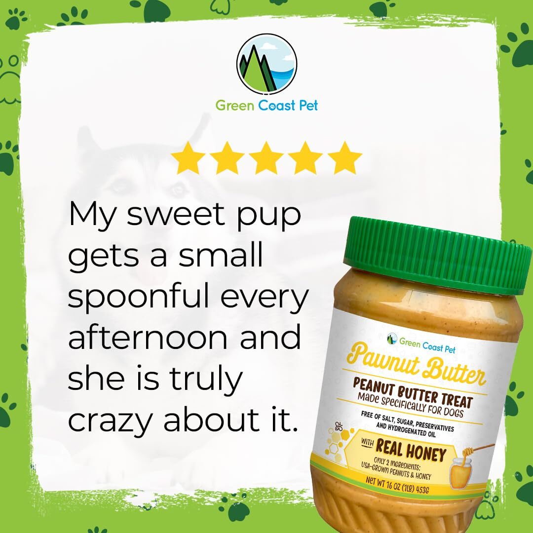 Green Coast Pawnut Butter with Real Honey Dog Treat, 16 Ounces