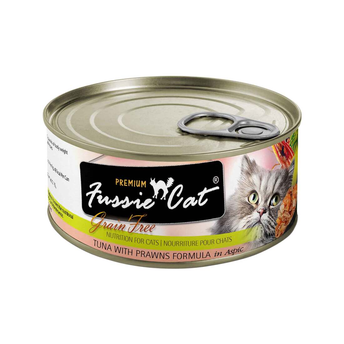 Fussie Cat Natural Wet Cat Food, Grain Free Tuna and Prawns, 2.82 Ounces
