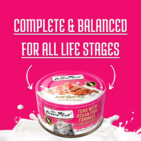 Fussie Cat Premium Wet Cat Food, Tuna with Ocean Fish Formula in Goat Milk Gravy, 2.47 Ounces