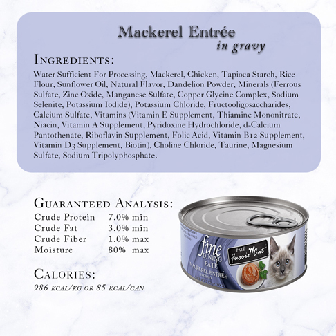 Fussie Cat Fine Dining Pate Wet Cat Food, Mackerel In Gravy, 2.82 Ounces