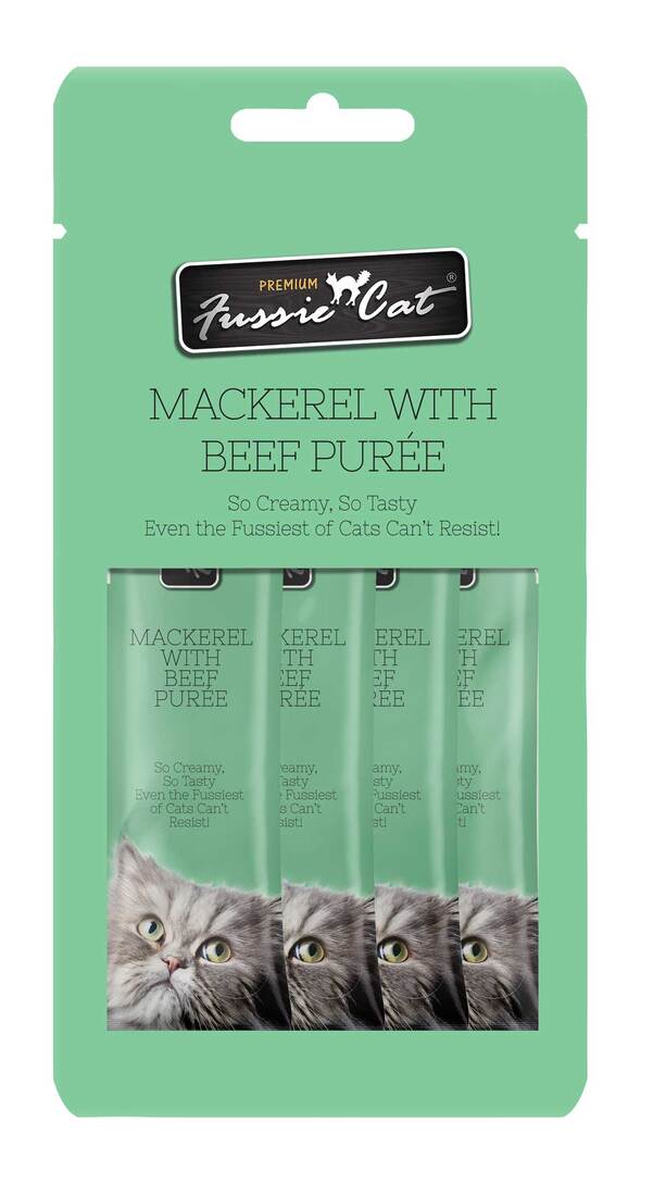 Fussie Cat Mackerel with Beef Puree Wet Cat Food, 2 Ounces