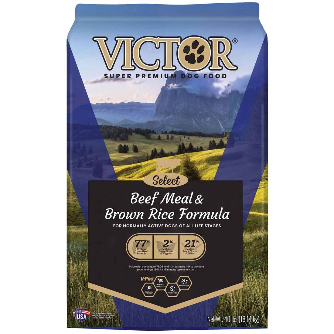 VICTOR Select Beef Meal & Brown Rice Formula, Dry Dog Food, 40 Pounds