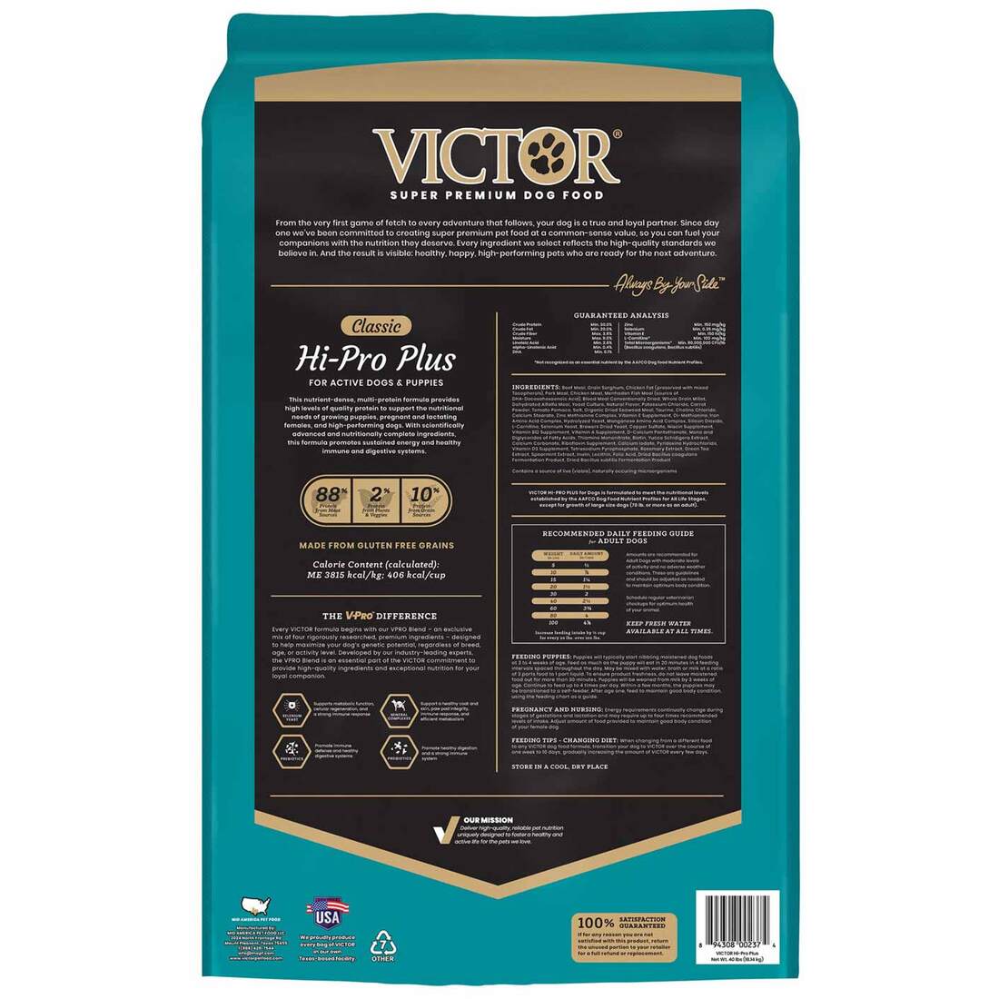 VICTOR Classic Hi-Pro Plus, Dry Dog Food, 40 Pounds