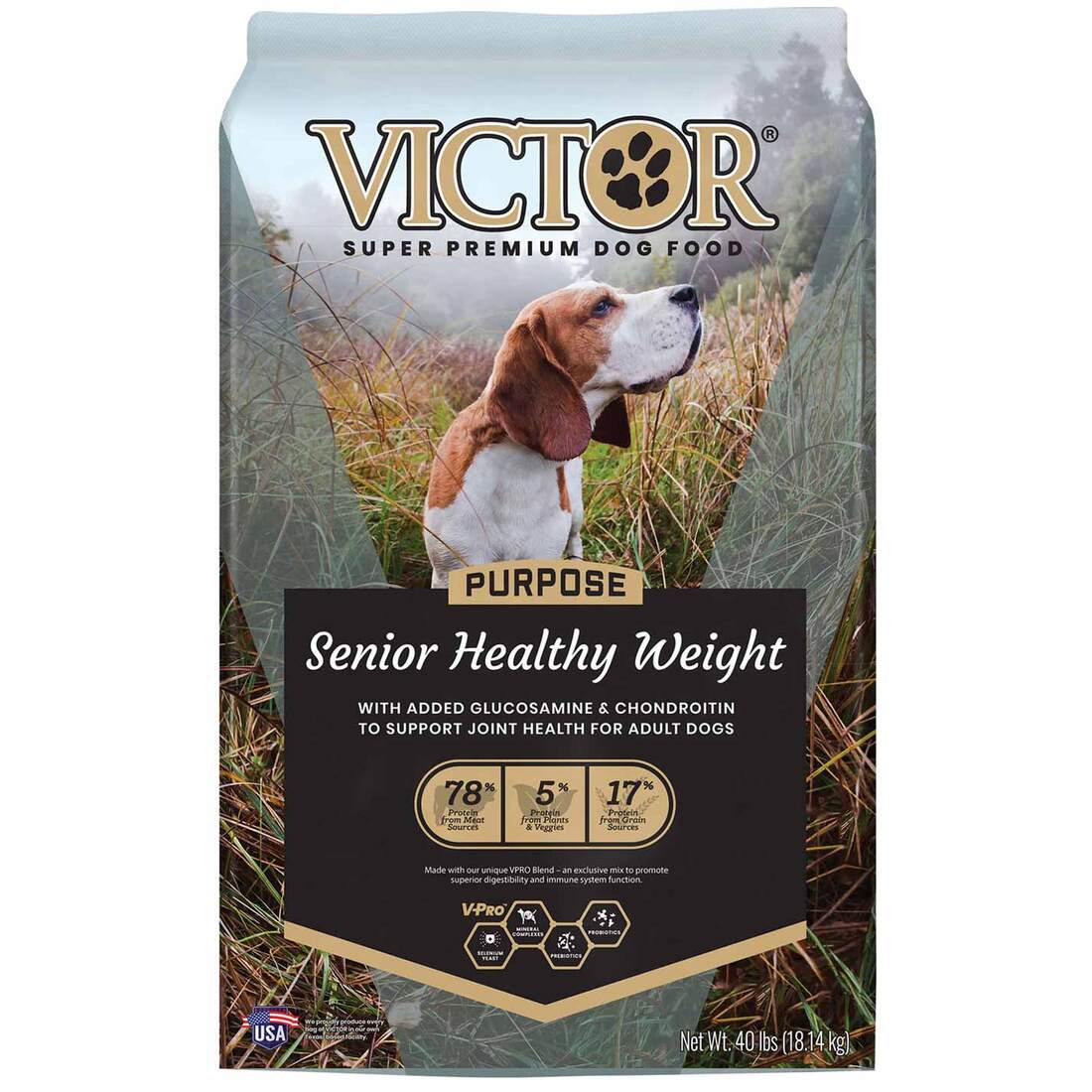 VICTOR Purpose Senior/Healthy Weight, Dry Dog Food, 40 Pounds