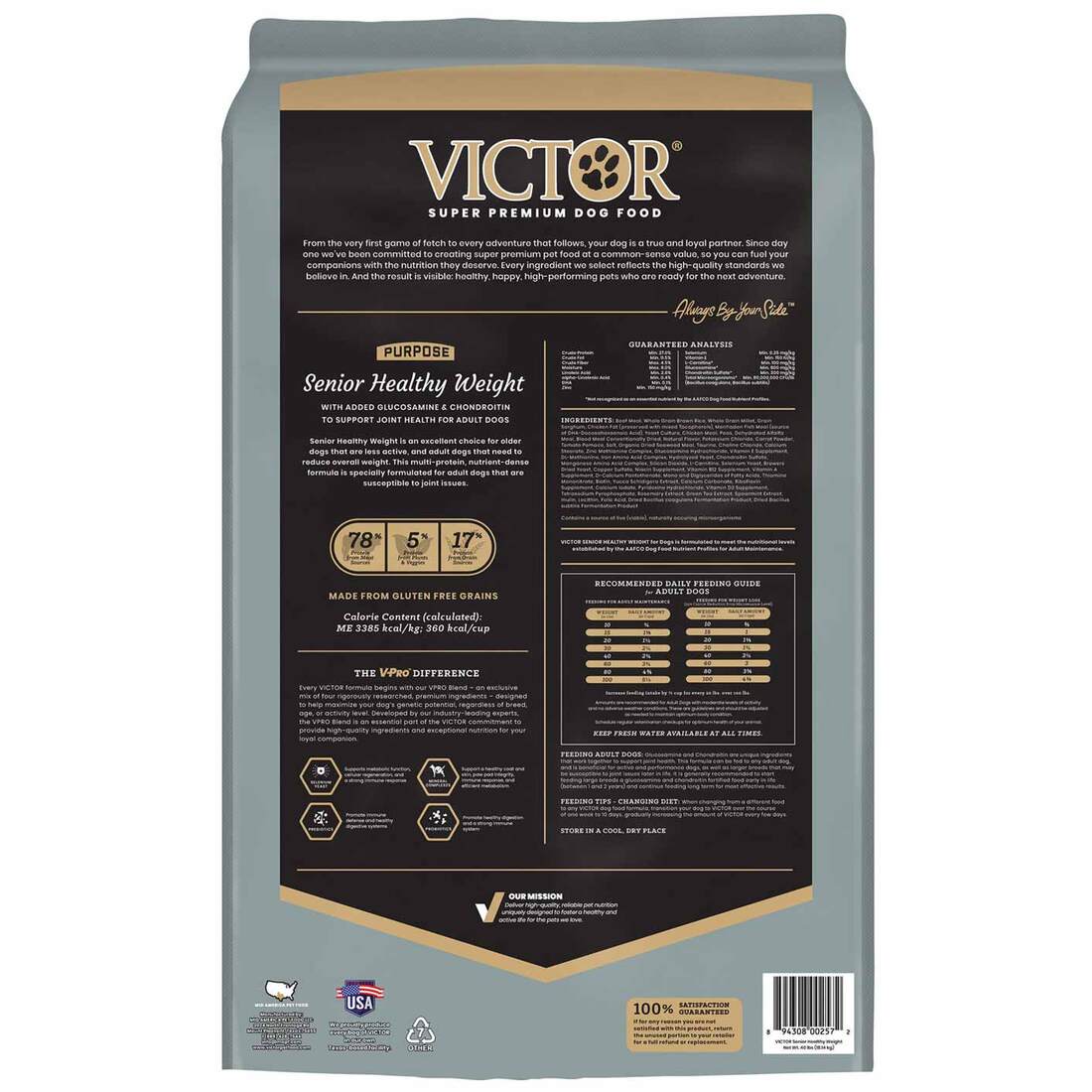 VICTOR Purpose Senior/Healthy Weight, Dry Dog Food, 40 Pounds