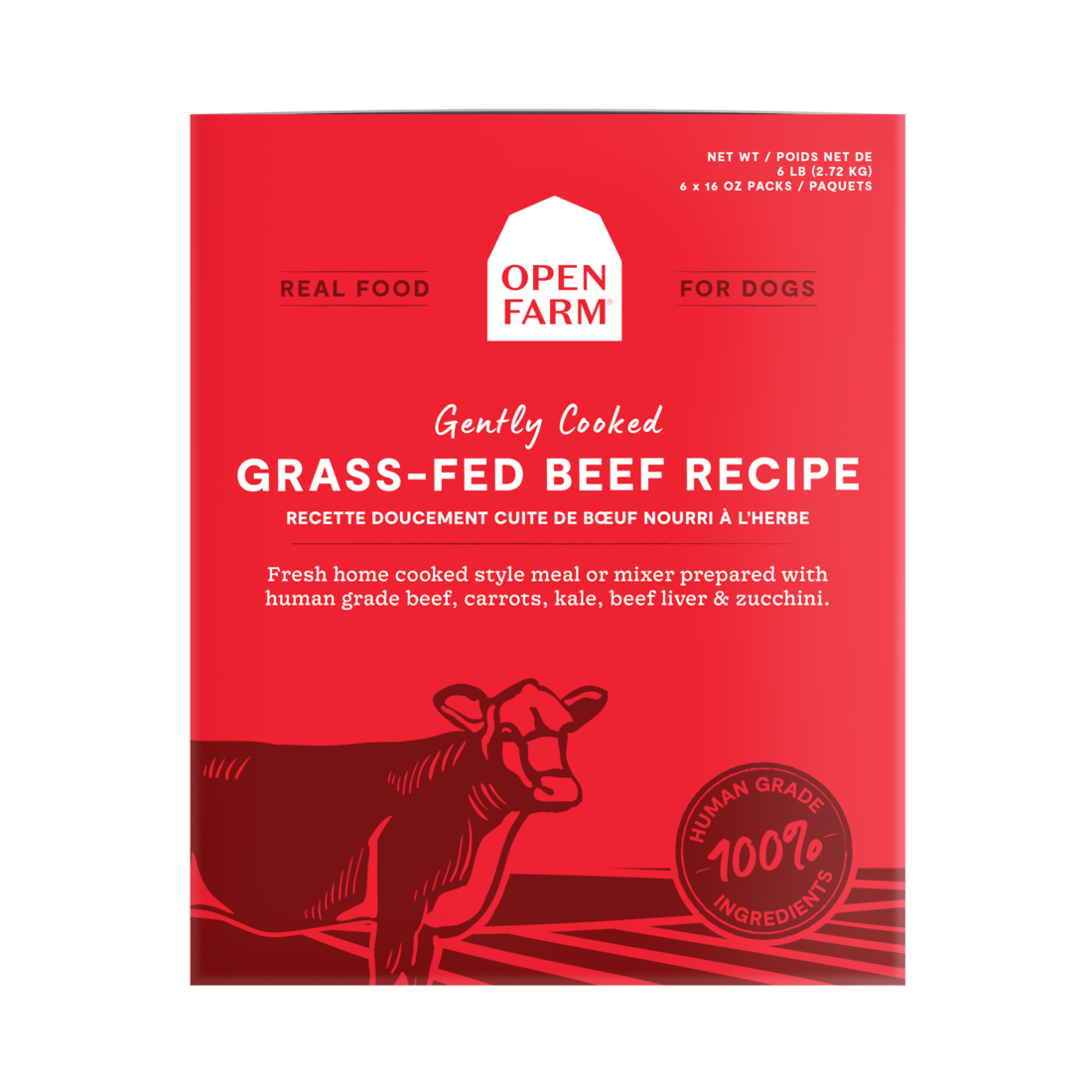 Open Farm Gently Cooked (Human Grade) Frozen Dog Food, Beef, 96 Ounces - Not Available For Delivery